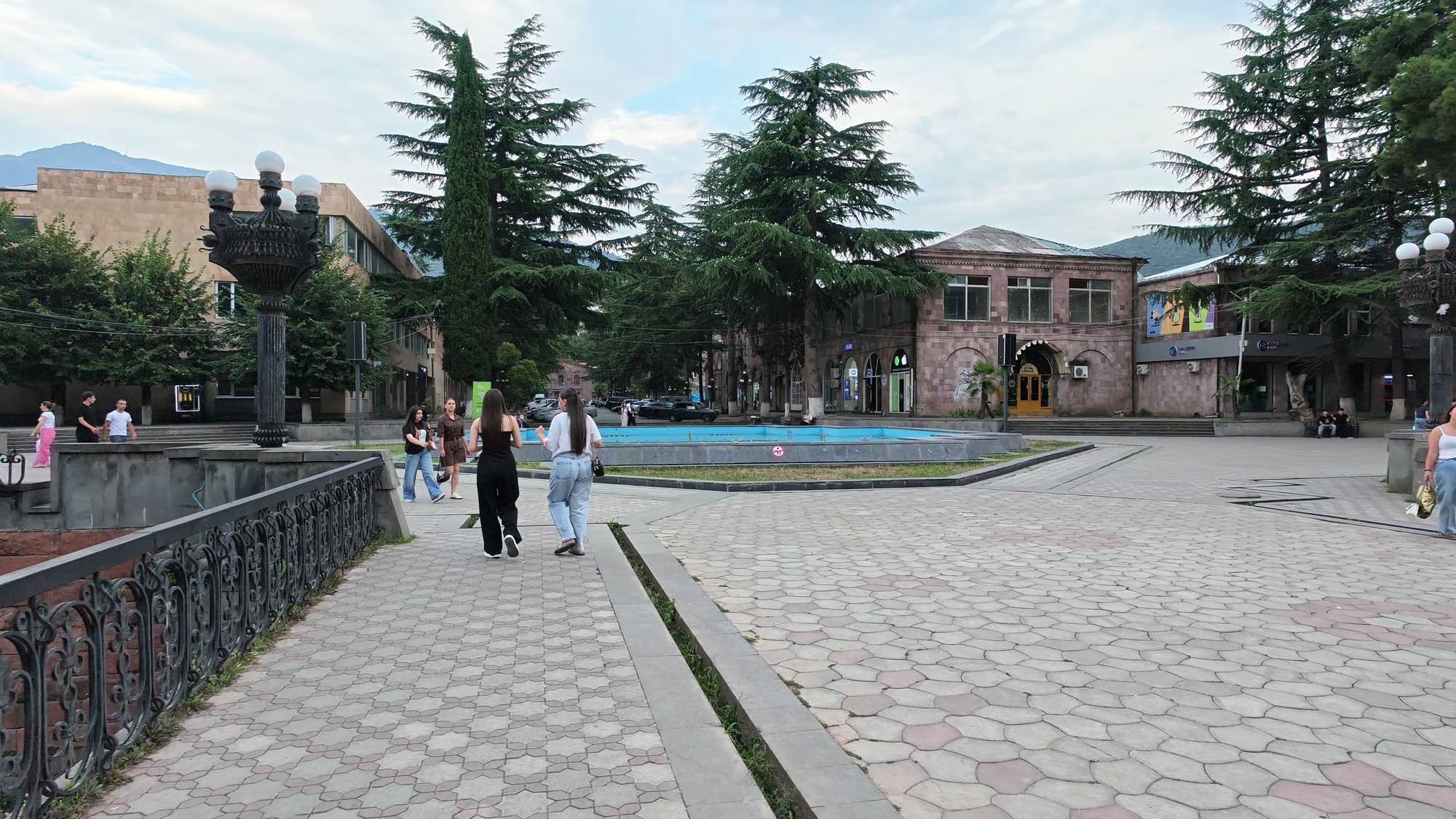 A town square in Ijevan, Tavush, on an August afternoon.